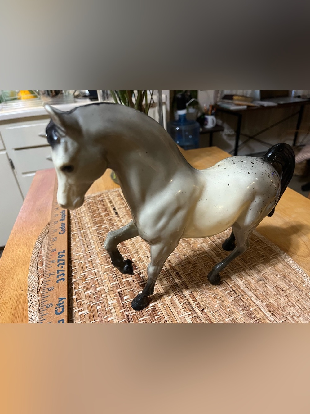 Neutral Toned Resin Horse in Cream and Gray